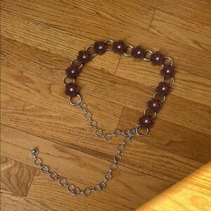 Elegant adjustable Silver and Brown Floral Belt.